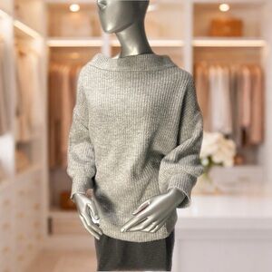 Express Cozy Light Gray Women's Cowl Neck Sweater, Small